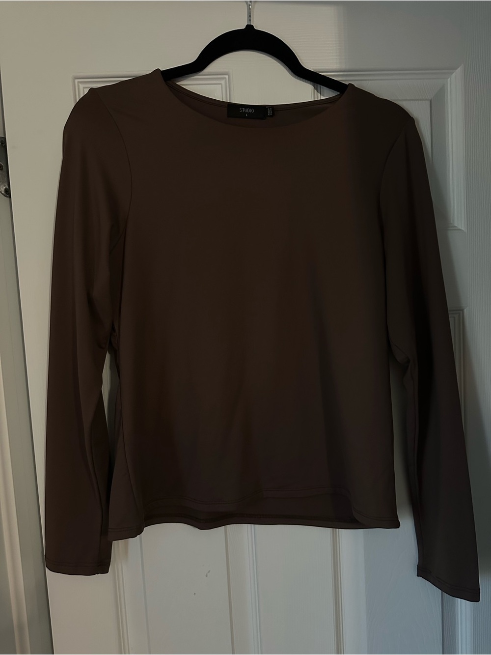 Studio Chocolate Brown Long-Sleeve Crewneck Top